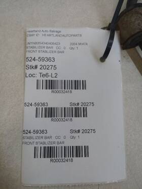 524-59363 Mazda 04 05 Miata Speed Turbo Front Spring Sway Bar Oem Used Tested