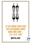 Carli Suspension Sway Bar End Links, Leveling Fits 17-26 Super Duty. Fixed Price $300.00.