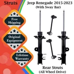 New Oe Rear Struts & Sway Bar For 2015-2023 Jeep Renegade 4X4 Lifetime Warranty. Fixed Price $208.02.