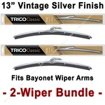 2-WIPER Bundle: Trico Classic Blades 13" Silver Finish 33-130 X2. Fixed Price $29.83.