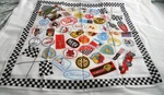 Vtg Htf Indianapolis Motor Speedway Souvenir Scarf 26 1/2" X 27" Badges Mint. Fixed Price $49.99.