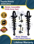 Rear Struts W/sway Bar For 2009-2013 Toyota Matrix 2WD Model Lifetime Warranty. Fixed Price $224.02.