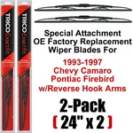 For 93-97 Camaro Firebird Reverse-hook Wiper Blades Set Pcs 24" Trico 24-9R X2. Fixed Price $35.95.