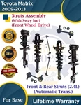 Front & Rear Struts W/sway Bar For 2009-2013 Toyota Matrix 2WD Lifetime Warranty. Fixed Price $469.85.